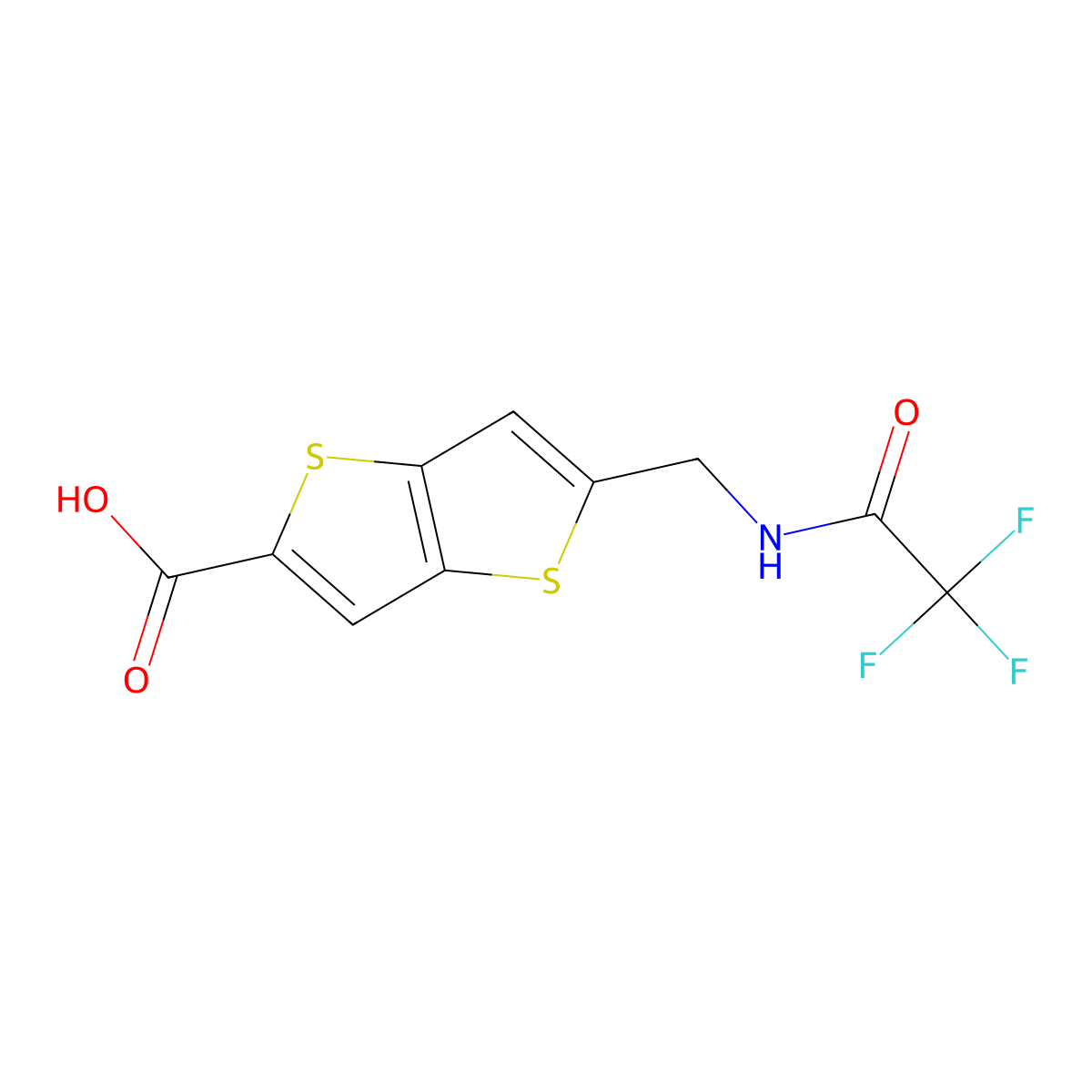 5-[(2,2,2-Trifluoroacetamido)methyl]thieno[3,2-b]thiophene-2-carboxylic acid molecular structure, CAS 2680803-50-1