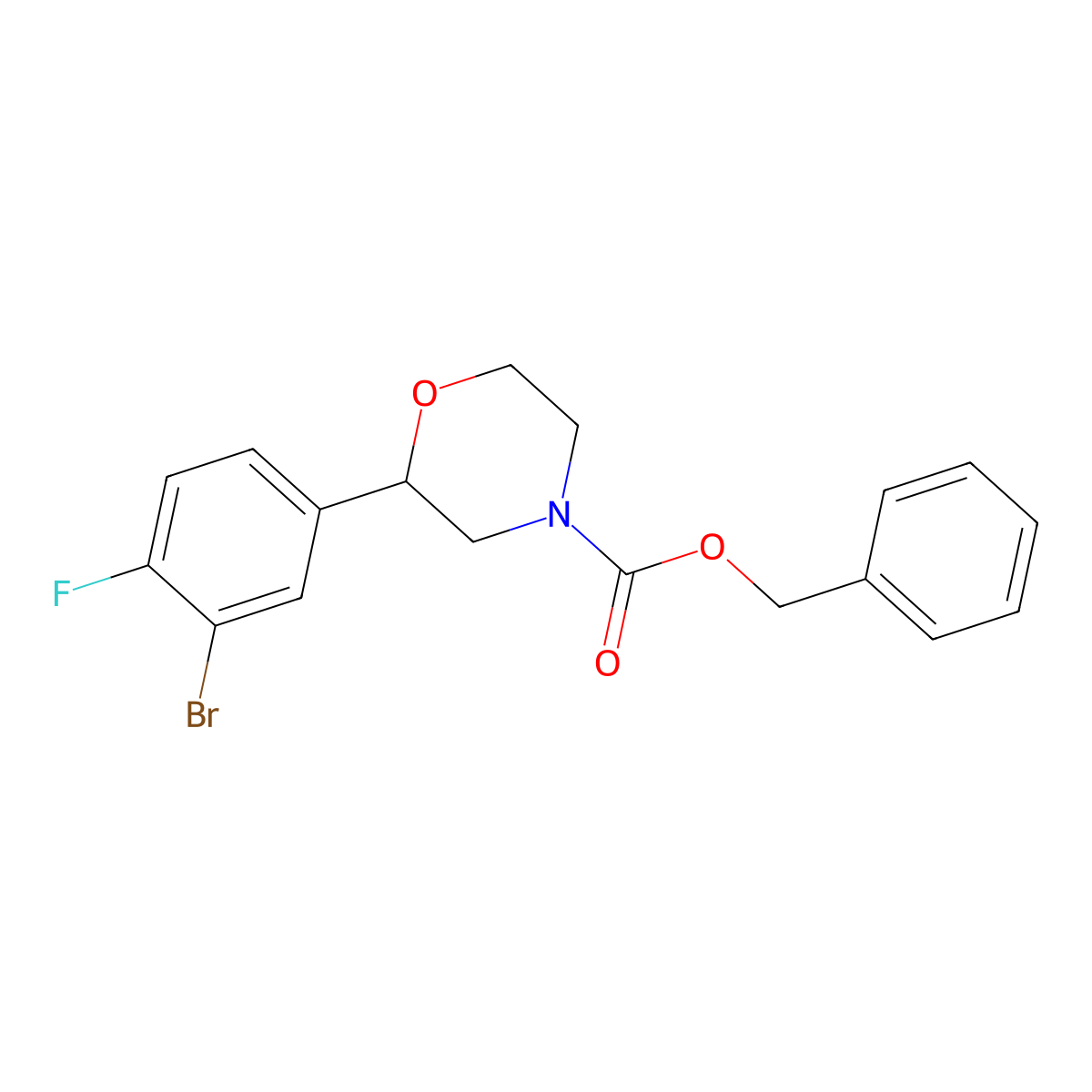 Benzyl 2-(3-bromo-4-fluorophenyl)morpholine-4-carboxylate molecular structure, CAS 2680803-55-6