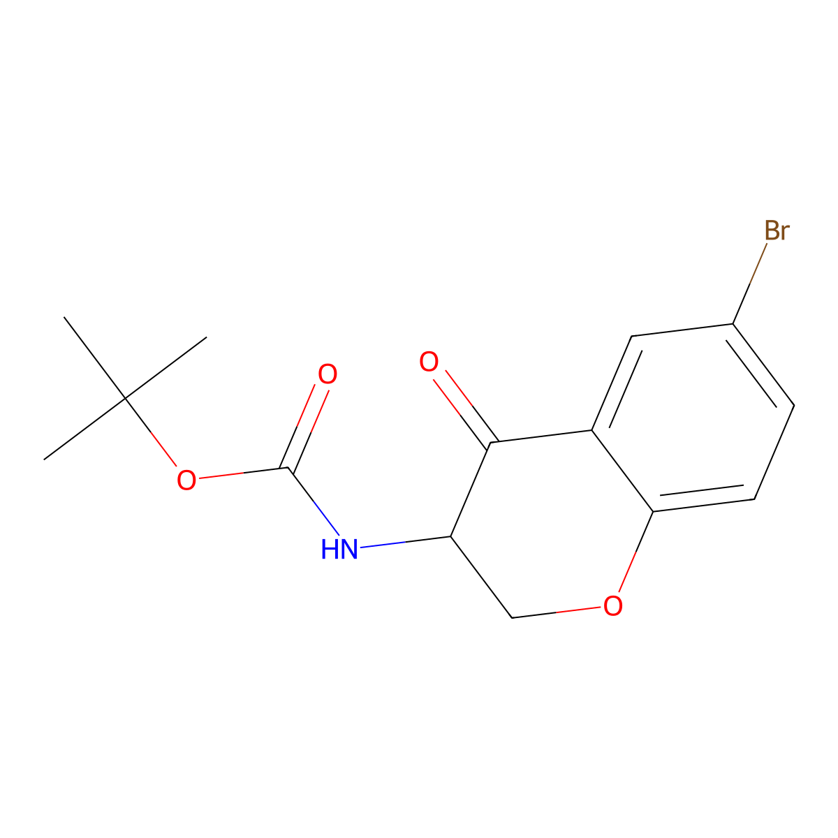 tert-butyl N-(6-bromo-4-oxo-3,4-dihydro-2H-1-benzopyran-3-yl)carbamate molecular structure, CAS 2680803-59-0