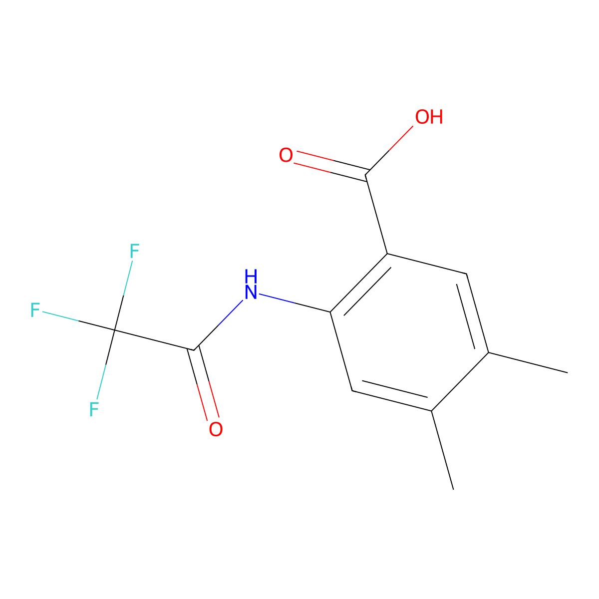4,5-Dimethyl-2-(2,2,2-trifluoroacetamido)benzoic acid molecular structure, CAS 2680803-64-7