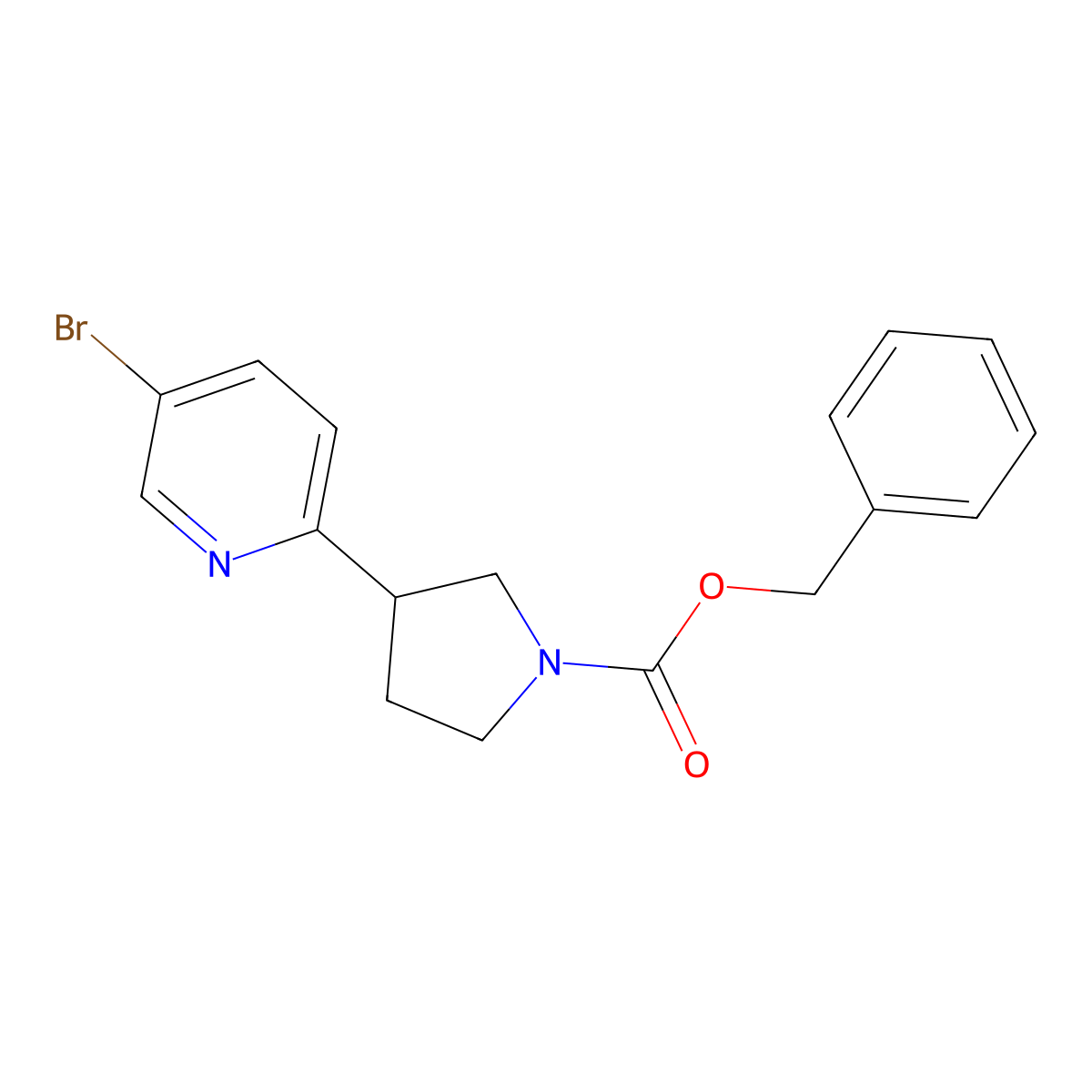 Benzyl 3-(5-bromopyridin-2-yl)pyrrolidine-1-carboxylate molecular structure, CAS 2680803-66-9