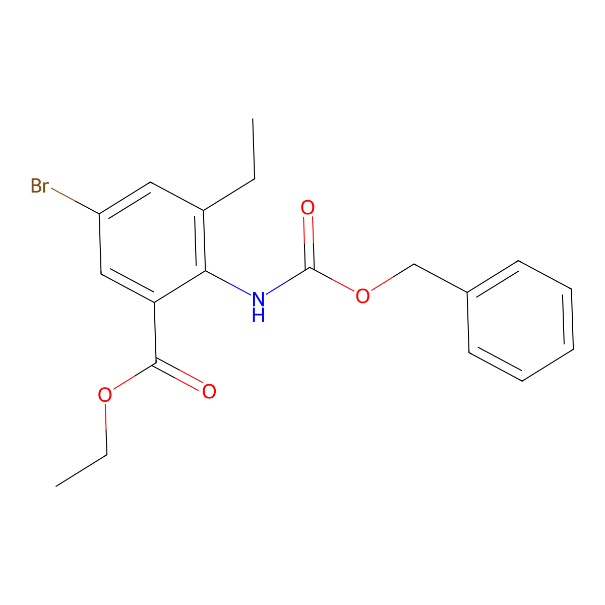 Ethyl 2-{[(benzyloxy)carbonyl]amino}-5-bromo-3-ethylbenzoate molecular structure, CAS 2680803-75-0
