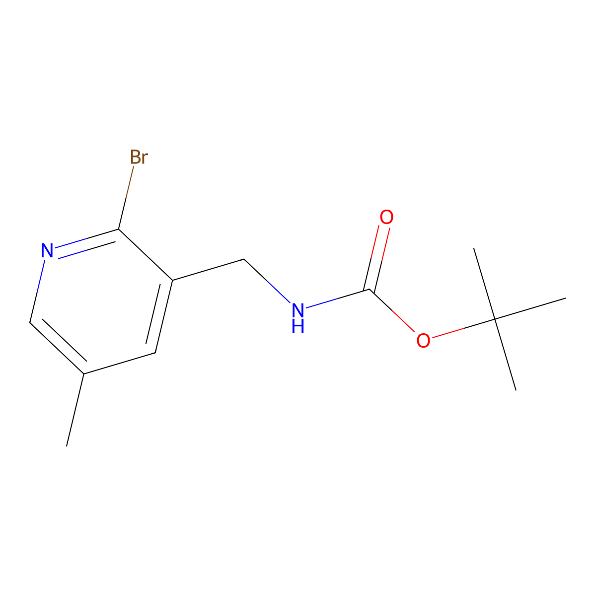 tert-butyl N-[(2-bromo-5-methylpyridin-3-yl)methyl]carbamate molecular structure, CAS 2680803-87-4