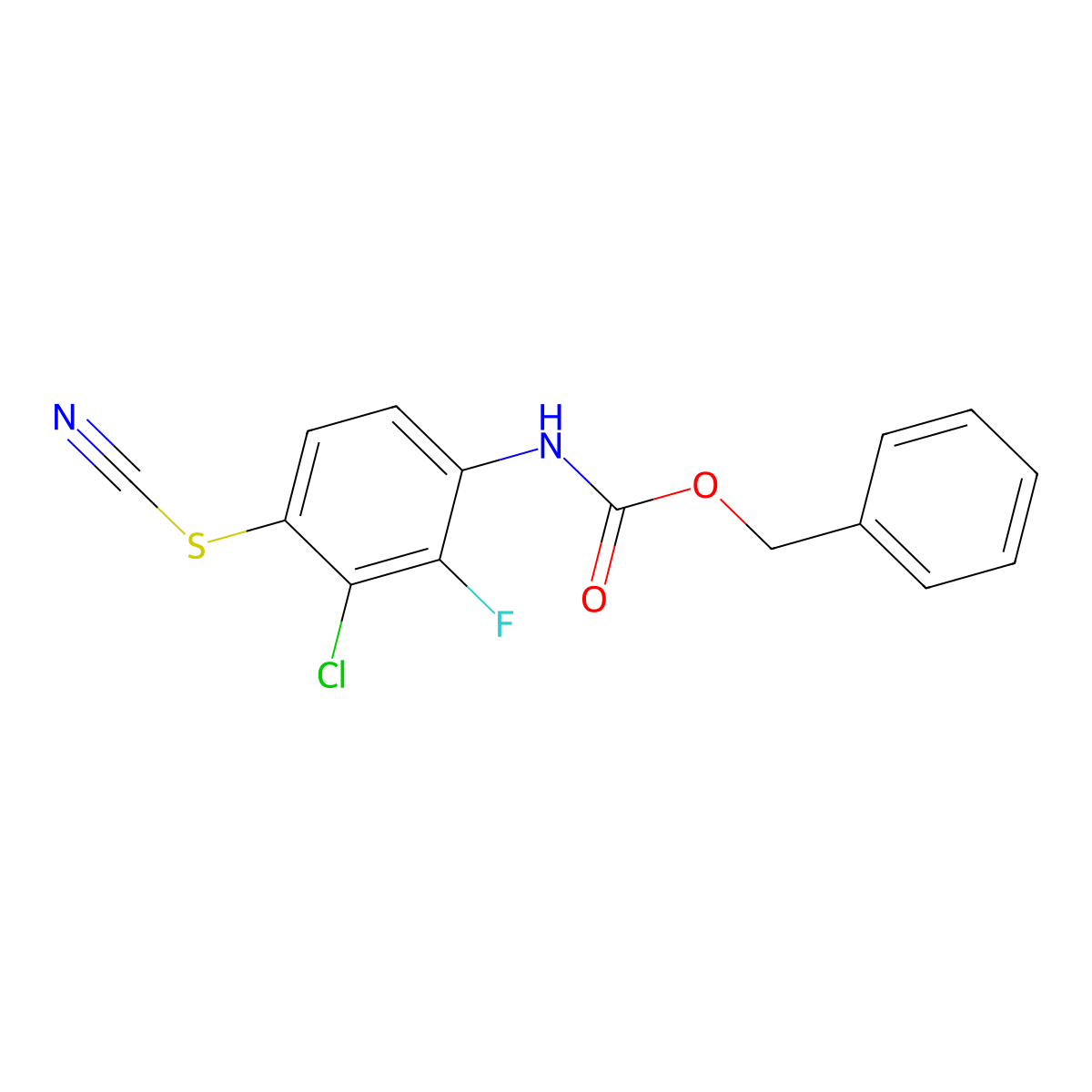 benzyl N-[3-chloro-4-(cyanosulfanyl)-2-fluorophenyl]carbamate molecular structure, CAS 2680803-94-3