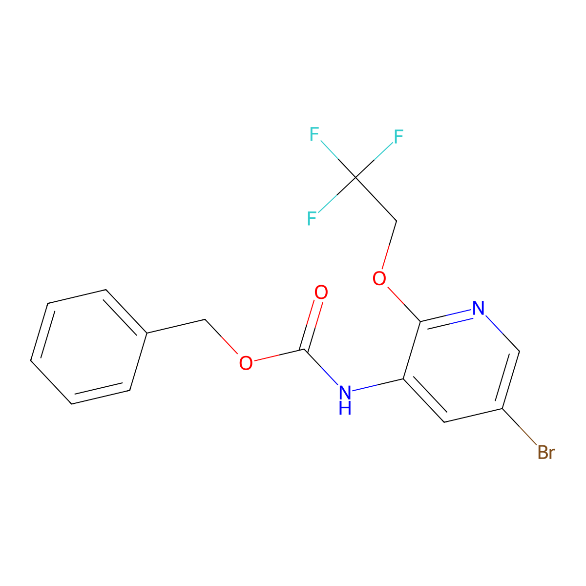 benzyl N-[5-bromo-2-(2,2,2-trifluoroethoxy)pyridin-3-yl]carbamate molecular structure, CAS 2680803-95-4