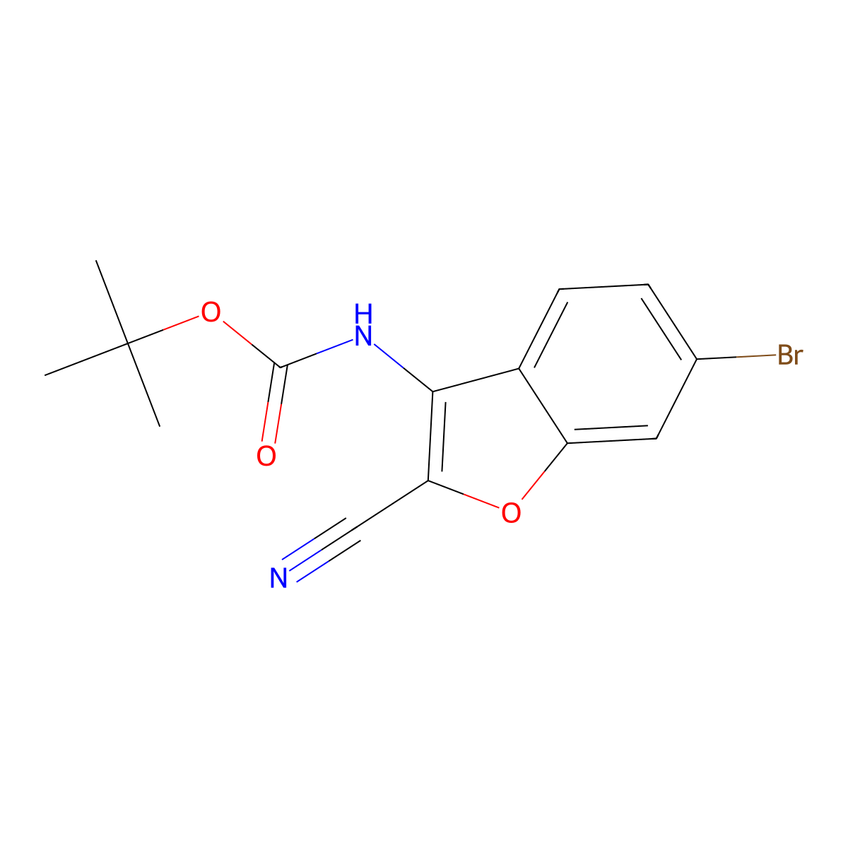 tert-butyl N-(6-bromo-2-cyano-1-benzofuran-3-yl)carbamate molecular structure, CAS 2680803-97-6