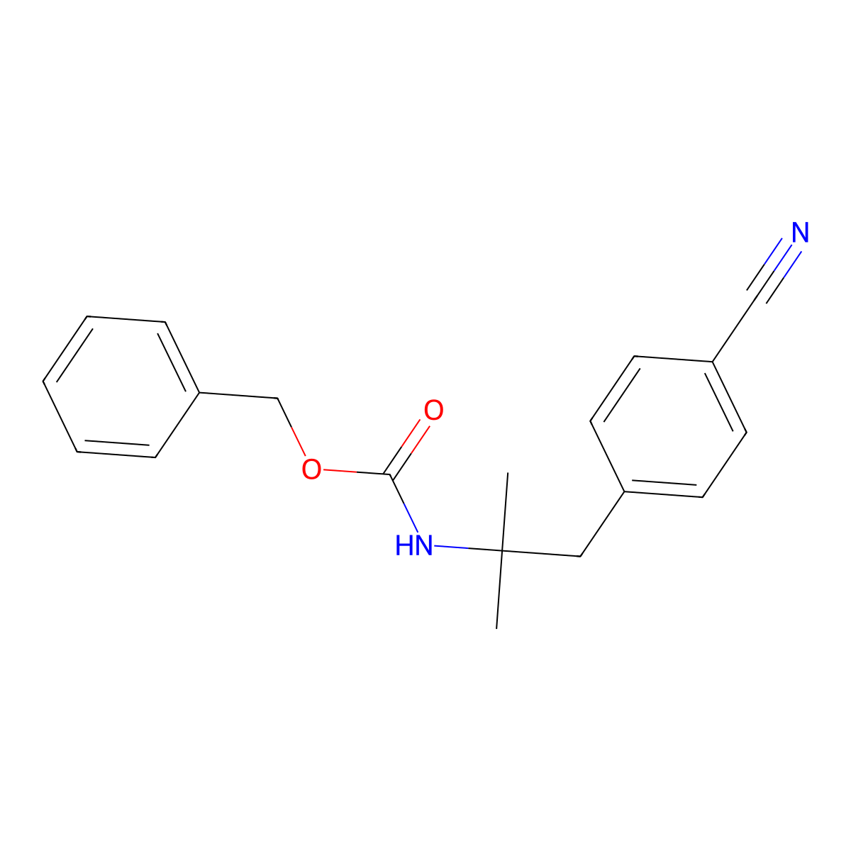 benzyl N-[1-(4-cyanophenyl)-2-methylpropan-2-yl]carbamate molecular structure, CAS 2680804-02-6