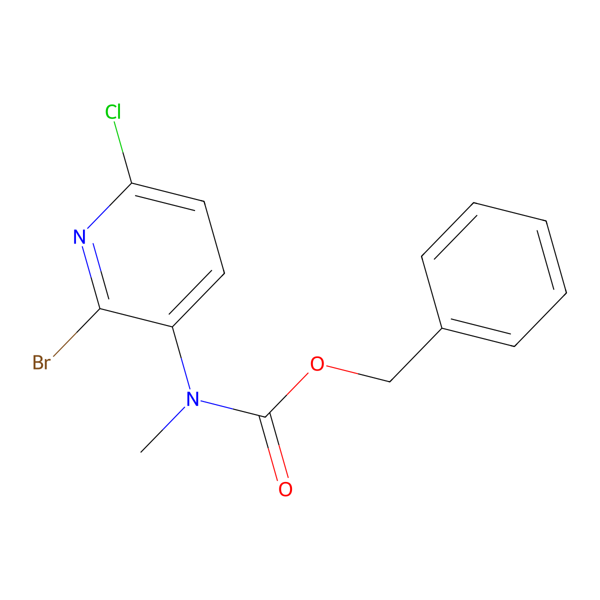 benzyl N-(2-bromo-6-chloropyridin-3-yl)-N-methylcarbamate molecular structure, CAS 2680804-22-0