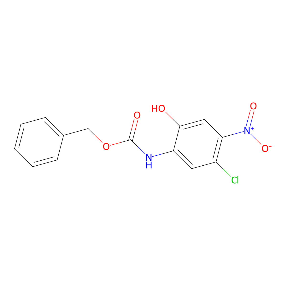 benzyl N-(5-chloro-2-hydroxy-4-nitrophenyl)carbamate molecular structure, CAS 2680804-36-6