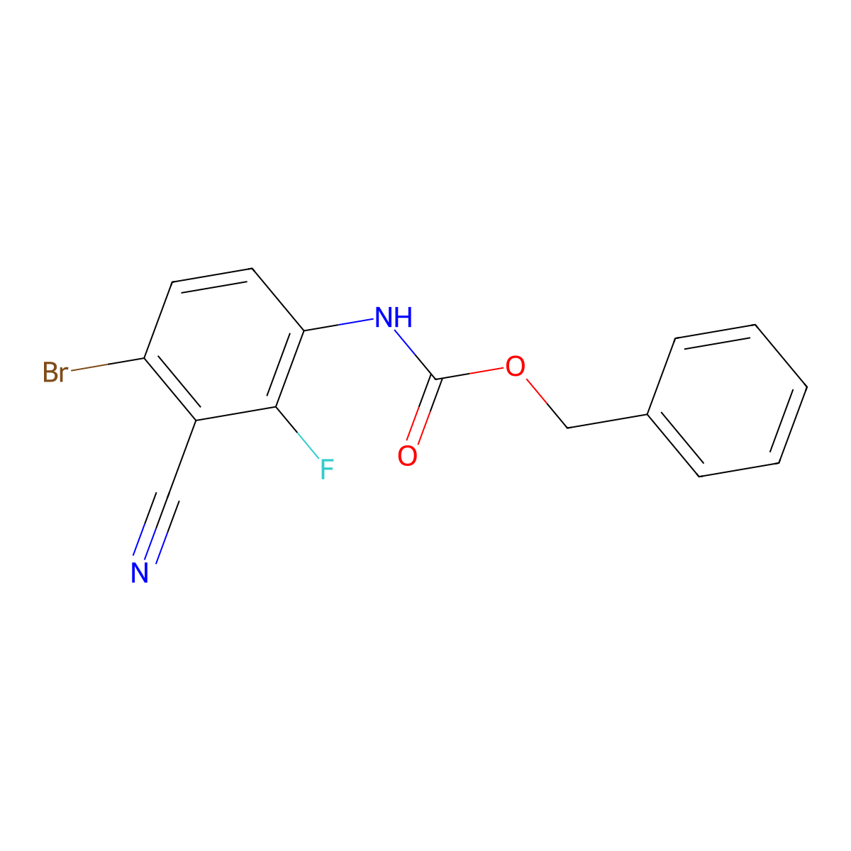 benzyl N-(4-bromo-3-cyano-2-fluorophenyl)carbamate molecular structure, CAS 2680804-48-0
