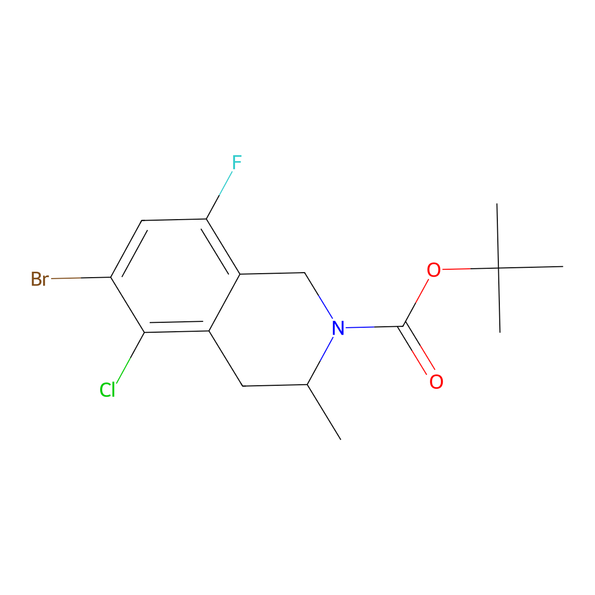 Tert-butyl 6-bromo-5-chloro-8-fluoro-3-methyl-1,2,3,4-tetrahydroisoquinoline-2-carboxylate molecular structure, CAS 2680804-49-1