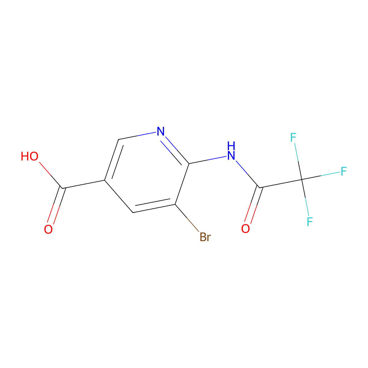 5-Bromo-6-(2,2,2-trifluoroacetamido)pyridine-3-carboxylic acid molecular structure, CAS 2680804-51-5