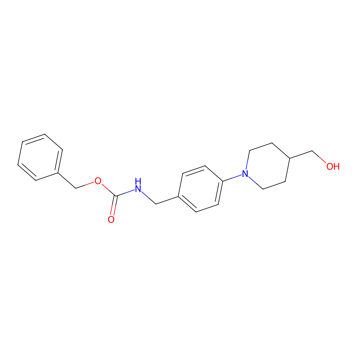 benzyl N-({4-[4-(hydroxymethyl)piperidin-1-yl]phenyl}methyl)carbamate molecular structure, CAS 2680804-54-8