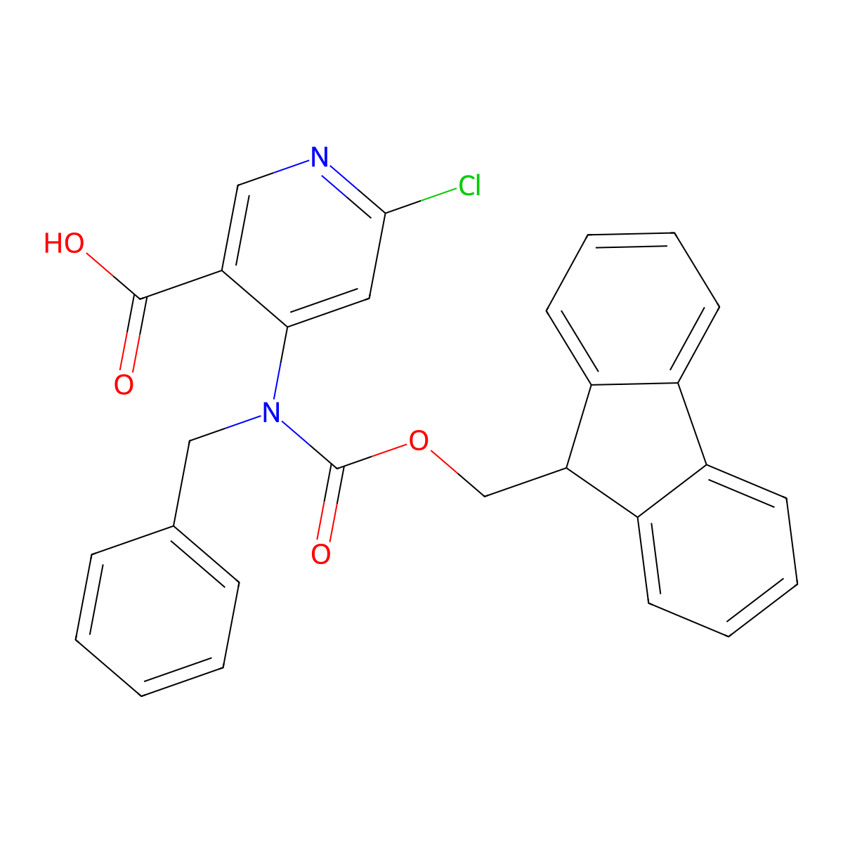 4-[benzyl({[(9H-fluoren-9-yl)methoxy]carbonyl})amino]-6-chloropyridine-3-carboxylic acid molecular structure, CAS 2680804-56-0