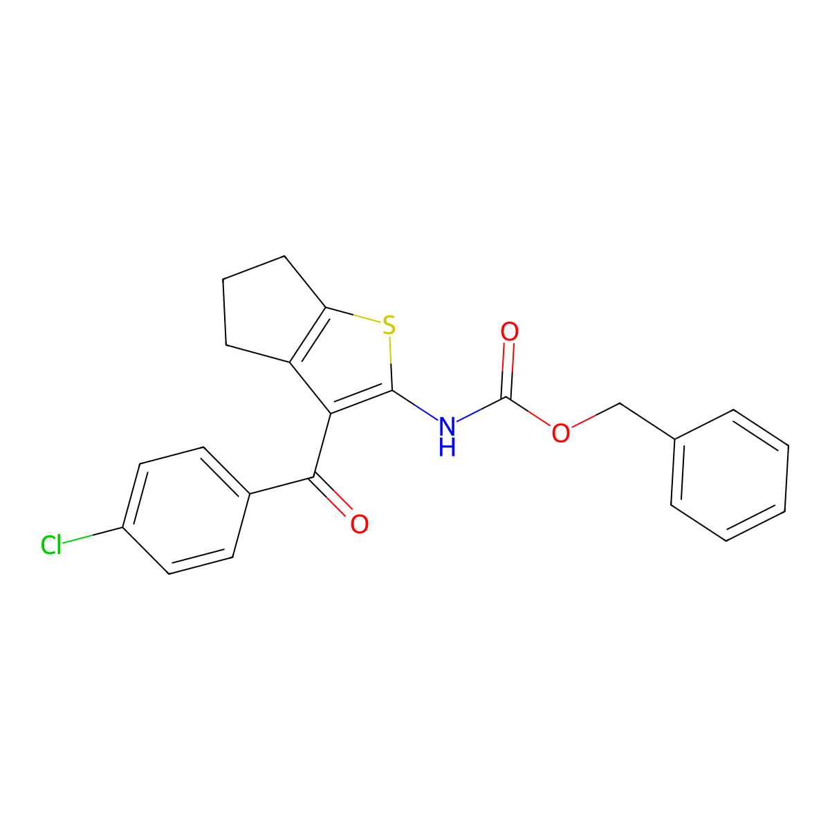 benzyl N-[3-(4-chlorobenzoyl)-4H,5H,6H-cyclopenta[b]thiophen-2-yl]carbamate molecular structure, CAS 2680804-61-7