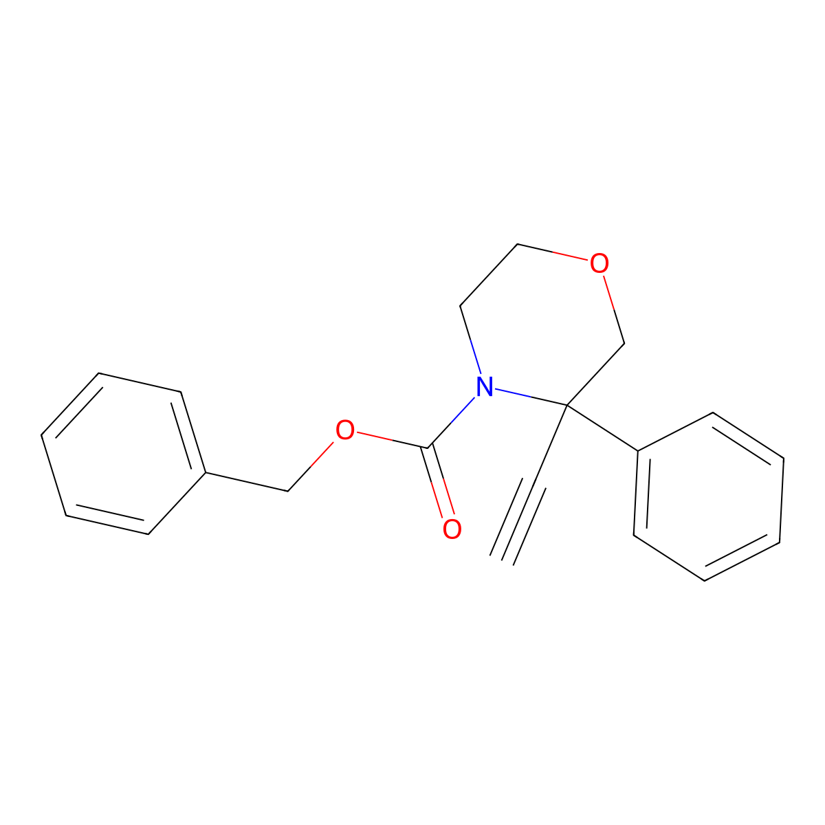 Benzyl 3-ethynyl-3-phenylmorpholine-4-carboxylate molecular structure, CAS 2680804-63-9