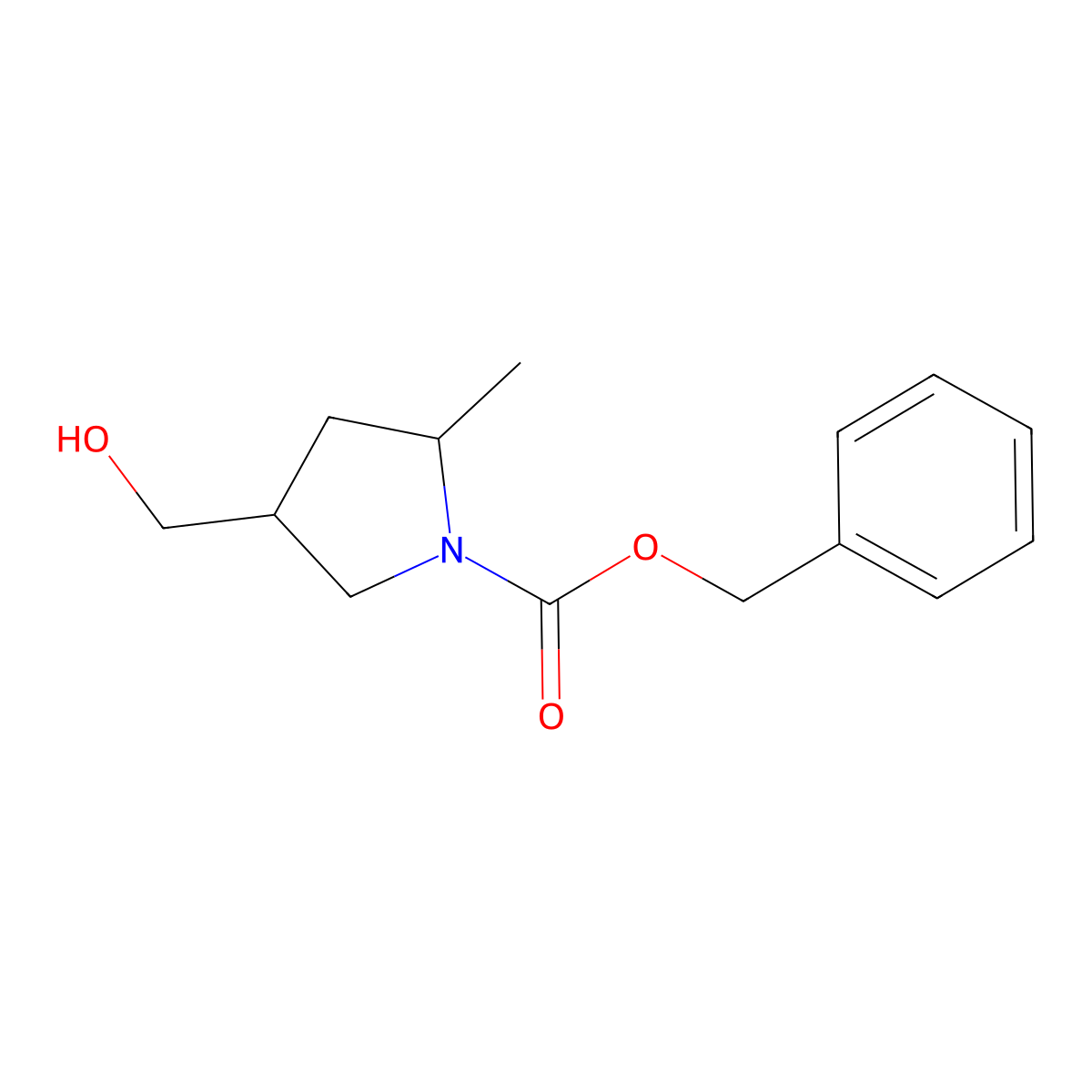 Benzyl 4-(hydroxymethyl)-2-methylpyrrolidine-1-carboxylate molecular structure, CAS 2680804-64-0