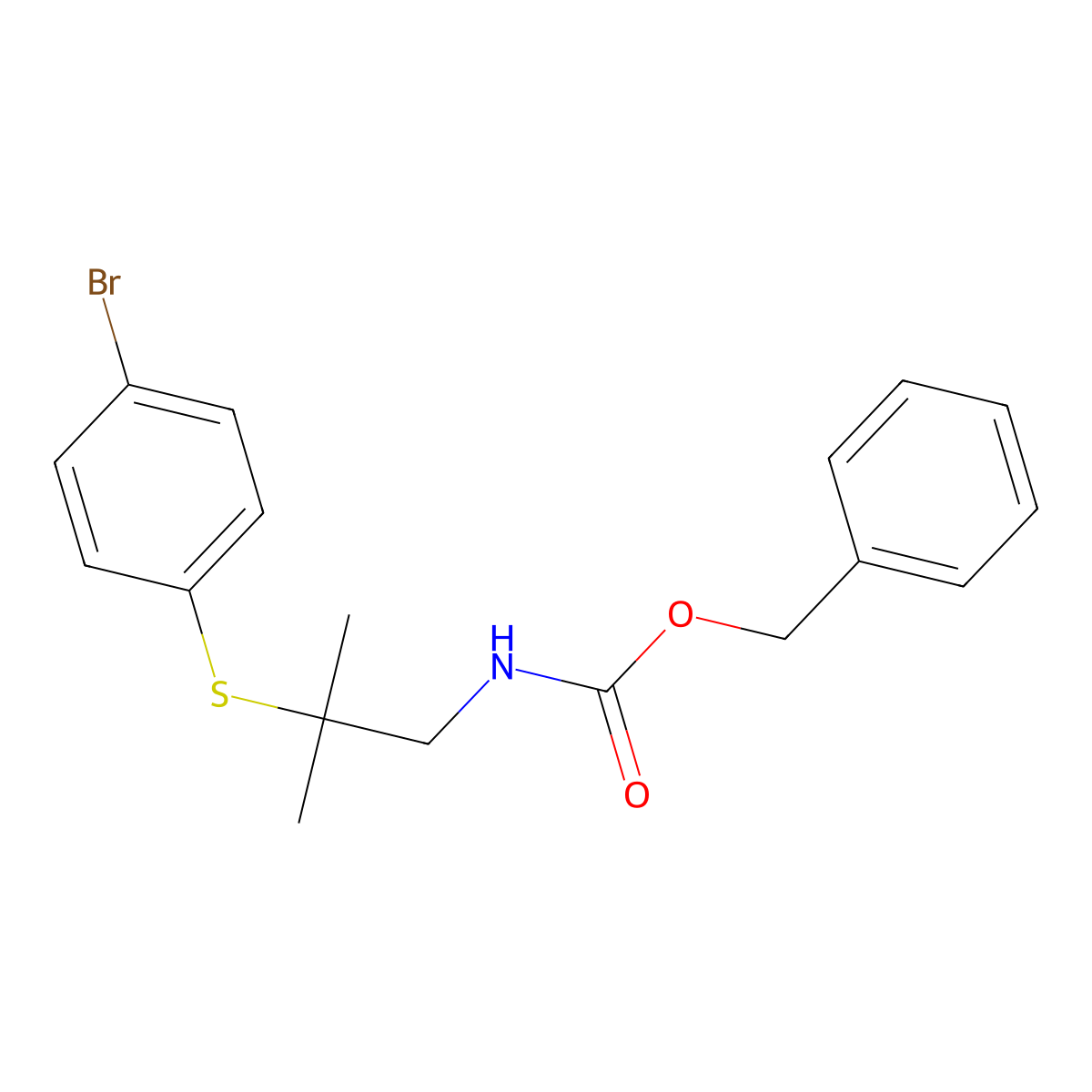 benzyl N-{2-[(4-bromophenyl)sulfanyl]-2-methylpropyl}carbamate molecular structure, CAS 2680804-66-2
