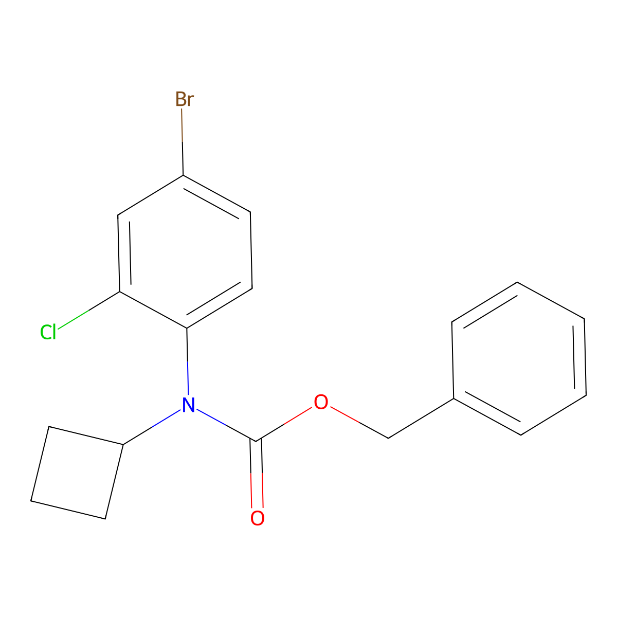 benzyl N-(4-bromo-2-chlorophenyl)-N-cyclobutylcarbamate molecular structure, CAS 2680804-71-9