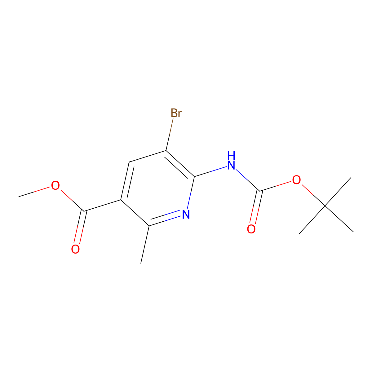 Methyl 5-bromo-6-{[(tert-butoxy)carbonyl]amino}-2-methylpyridine-3-carboxylate molecular structure, CAS 2680804-76-4