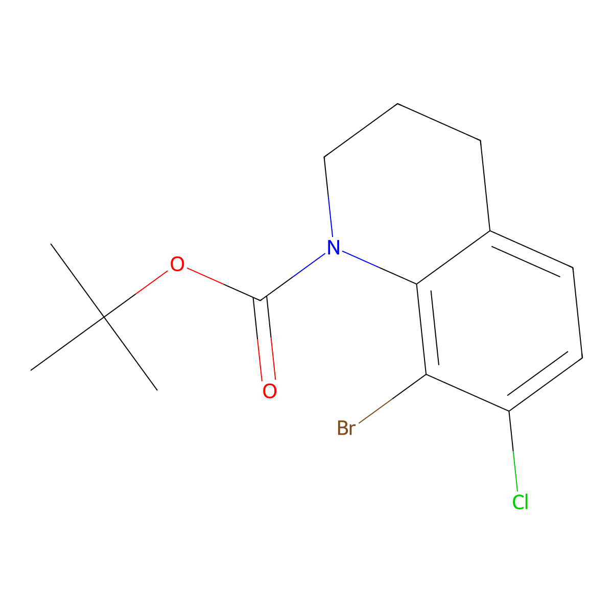 Tert-butyl 8-bromo-7-chloro-1,2,3,4-tetrahydroquinoline-1-carboxylate molecular structure, CAS 2680804-78-6