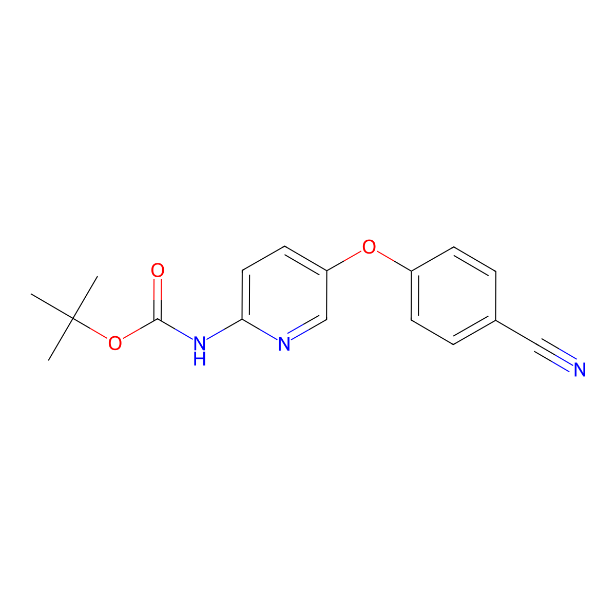 tert-butyl N-[5-(4-cyanophenoxy)pyridin-2-yl]carbamate molecular structure, CAS 2680804-80-0