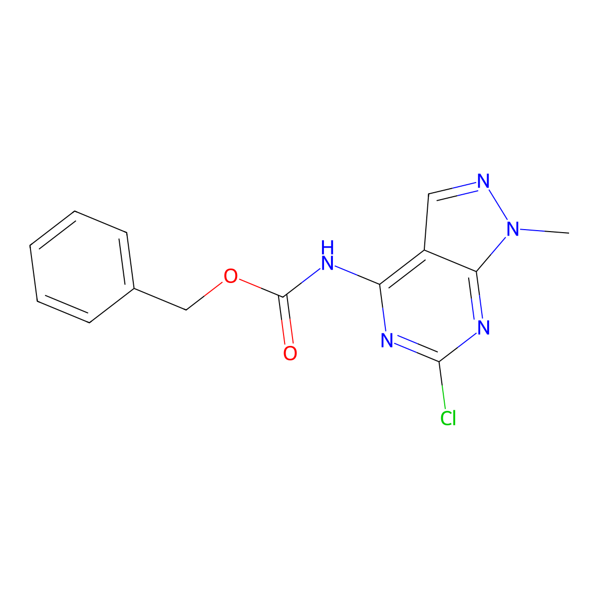 benzyl N-{6-chloro-1-methyl-1H-pyrazolo[3,4-d]pyrimidin-4-yl}carbamate molecular structure, CAS 2680804-86-6