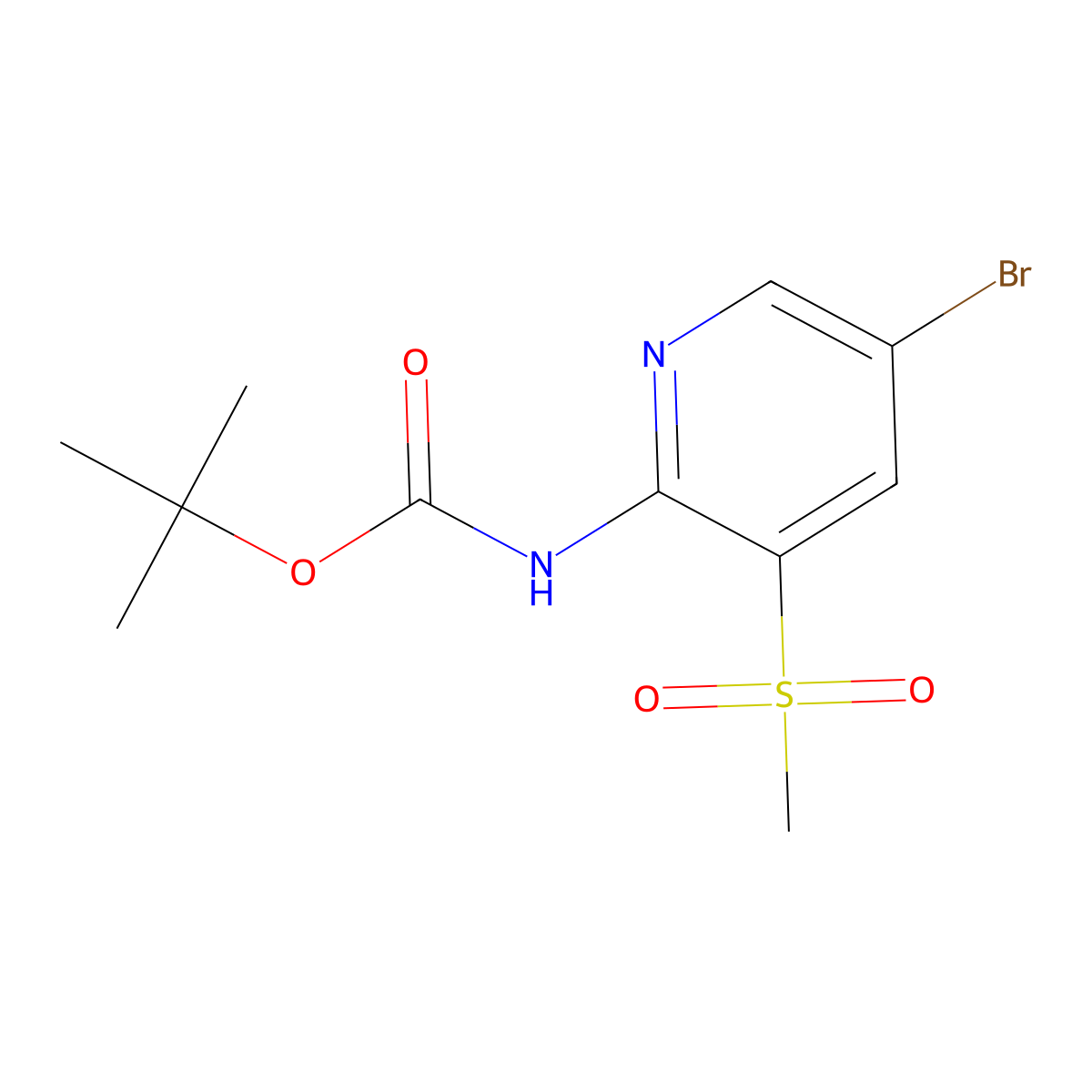 tert-butyl N-(5-bromo-3-methanesulfonylpyridin-2-yl)carbamate molecular structure, CAS 2680804-89-9