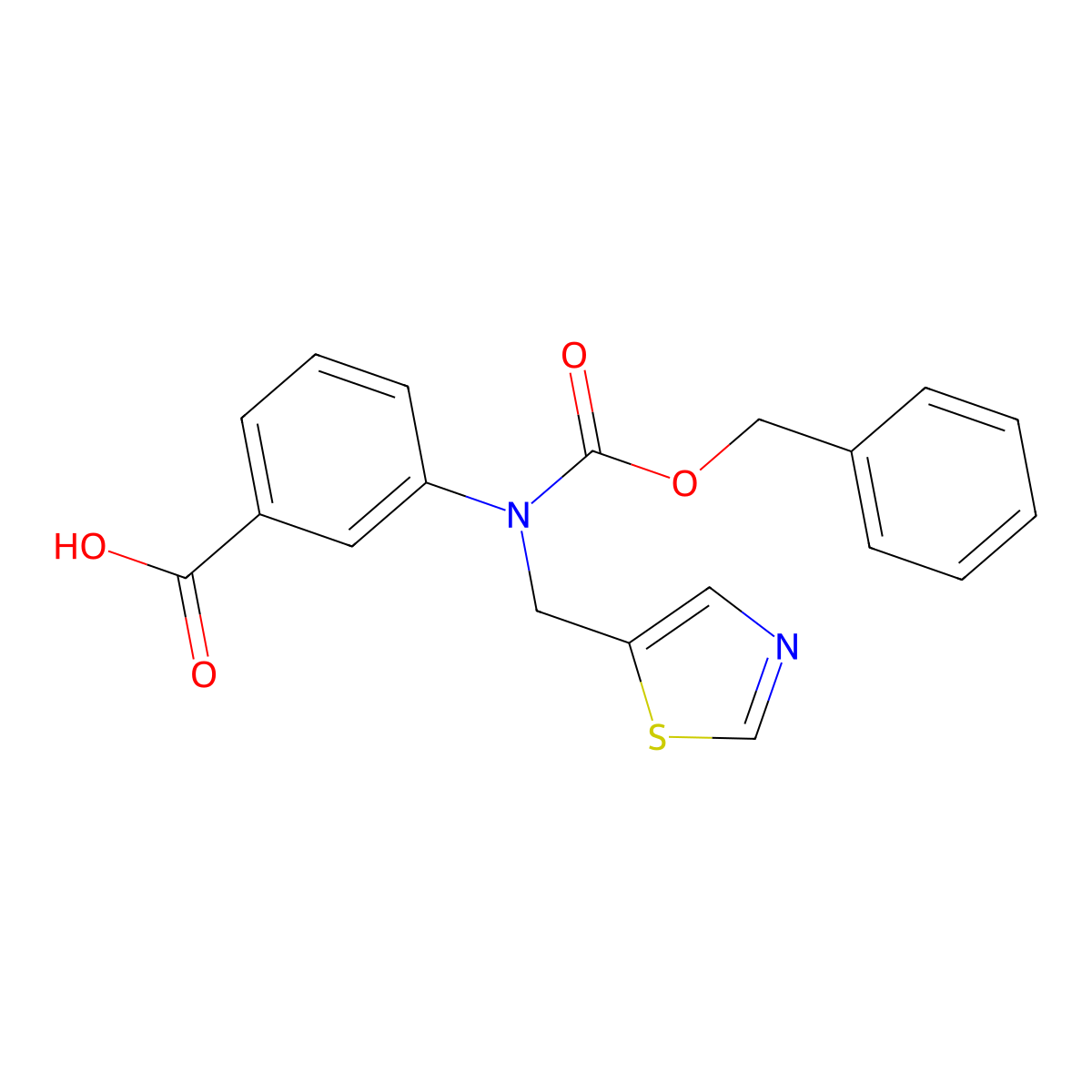 3-{[(Benzyloxy)carbonyl][(1,3-thiazol-5-yl)methyl]amino}benzoic acid molecular structure, CAS 2680804-97-9