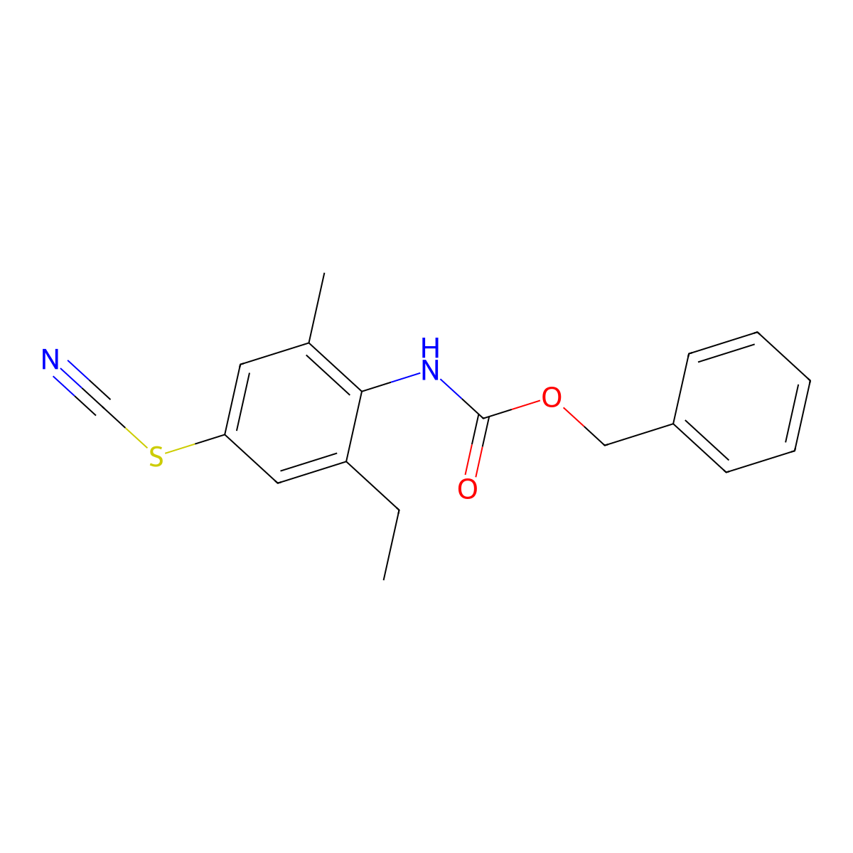 benzyl N-[4-(cyanosulfanyl)-2-ethyl-6-methylphenyl]carbamate molecular structure, CAS 2680804-99-1
