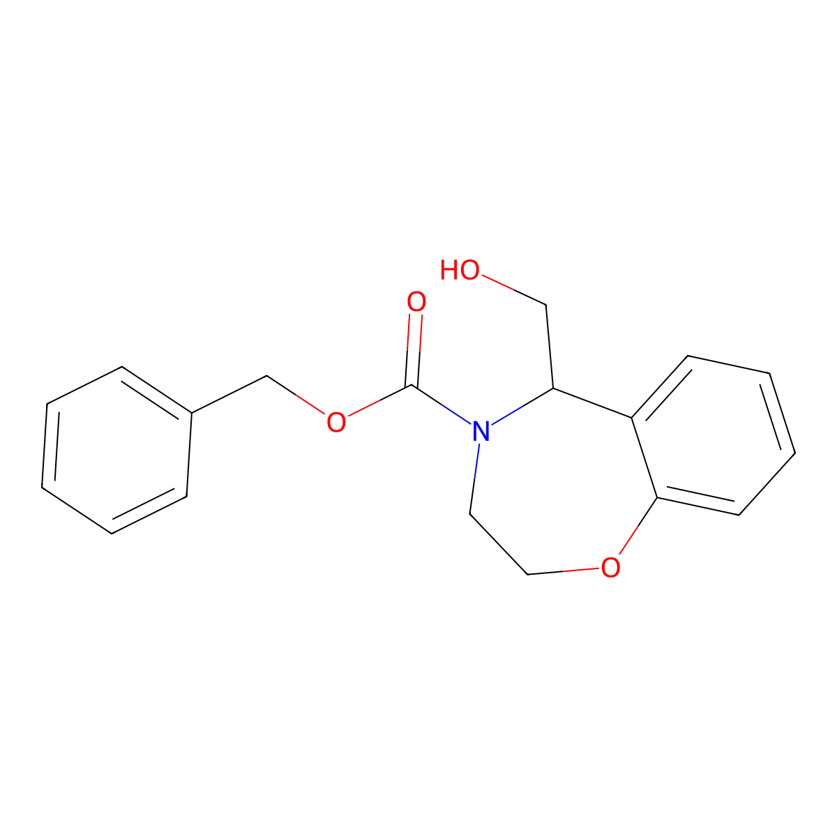 Benzyl 5-(hydroxymethyl)-2,3,4,5-tetrahydro-1,4-benzoxazepine-4-carboxylate molecular structure, CAS 2680805-14-3