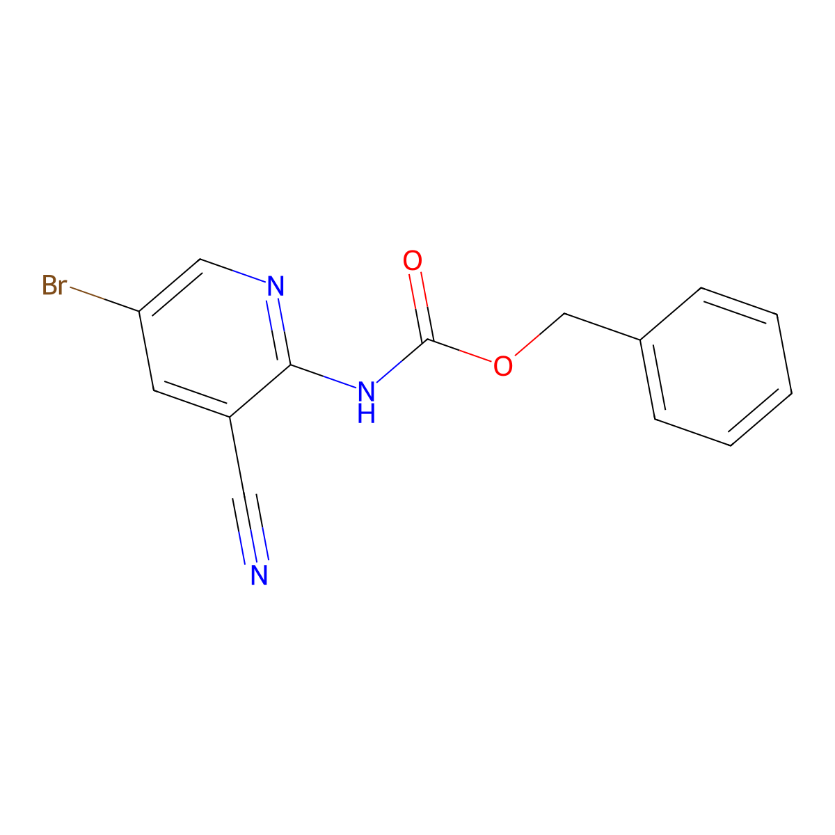 benzyl N-(5-bromo-3-cyanopyridin-2-yl)carbamate molecular structure, CAS 2680805-22-3