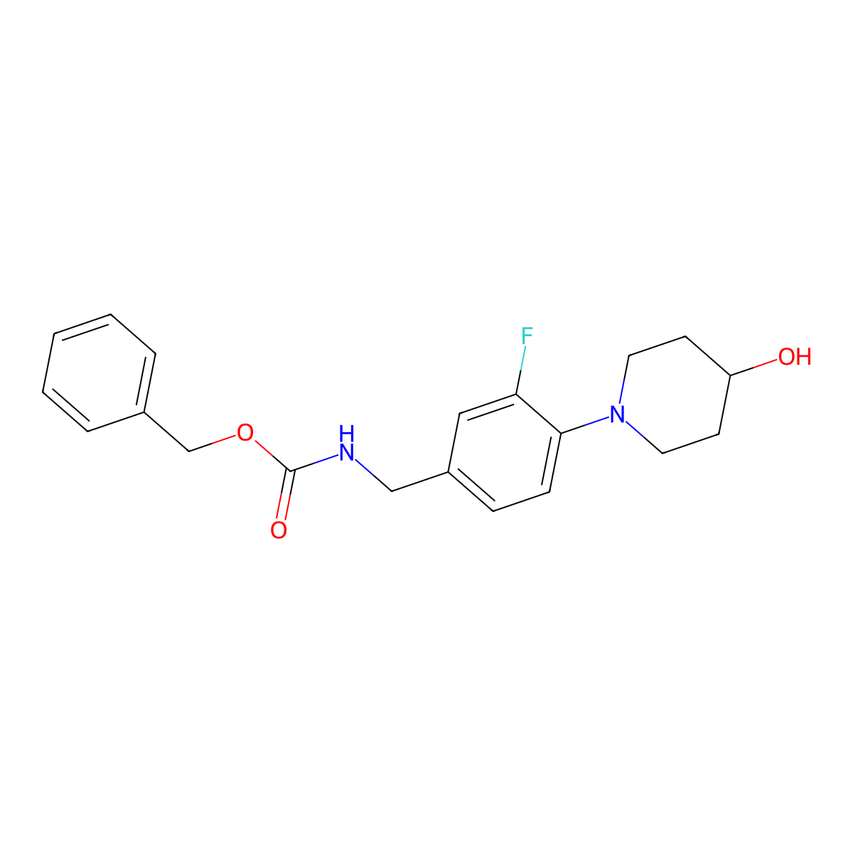 benzyl N-{[3-fluoro-4-(4-hydroxypiperidin-1-yl)phenyl]methyl}carbamate molecular structure, CAS 2680805-23-4