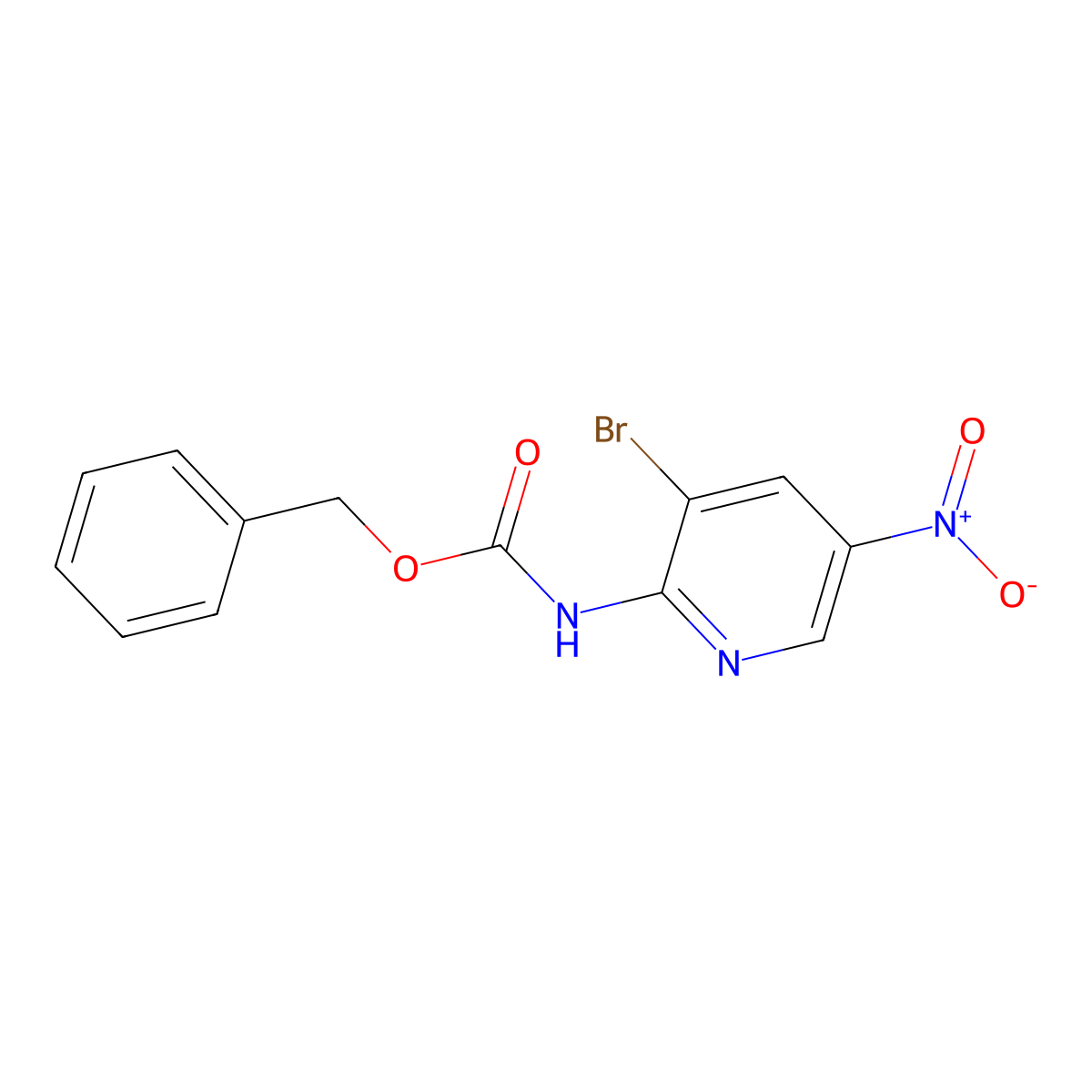 benzyl N-(3-bromo-5-nitropyridin-2-yl)carbamate molecular structure, CAS 2680805-27-8