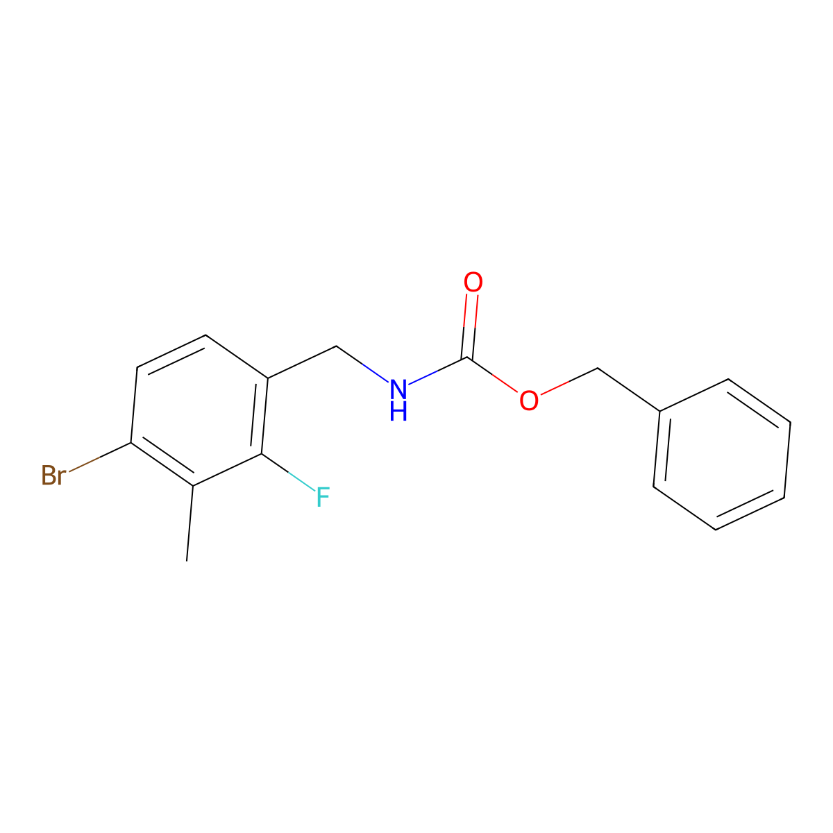 benzyl N-[(4-bromo-2-fluoro-3-methylphenyl)methyl]carbamate molecular structure, CAS 2680805-28-9