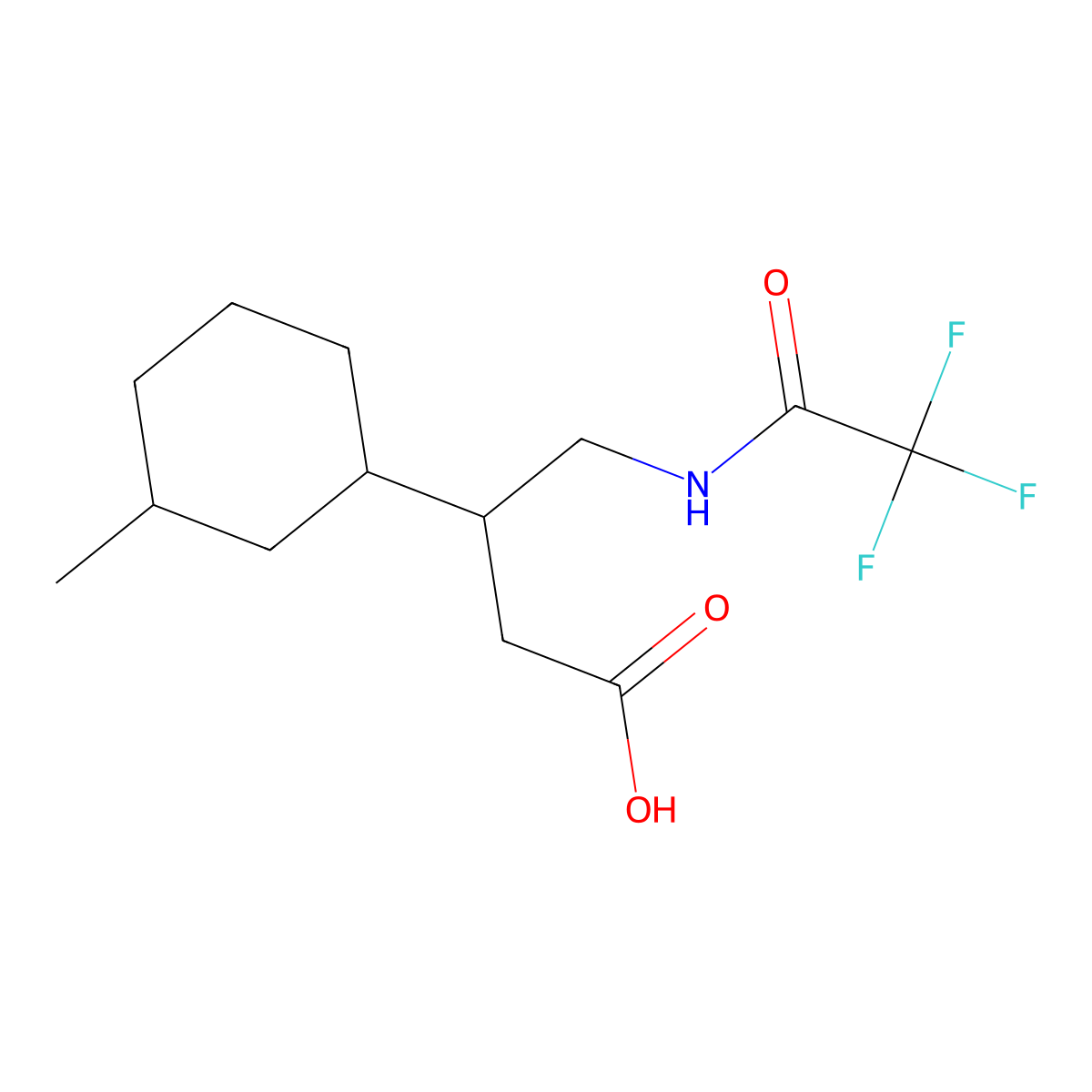 3-(3-Methylcyclohexyl)-4-(2,2,2-trifluoroacetamido)butanoic acid molecular structure, CAS 2680805-35-8