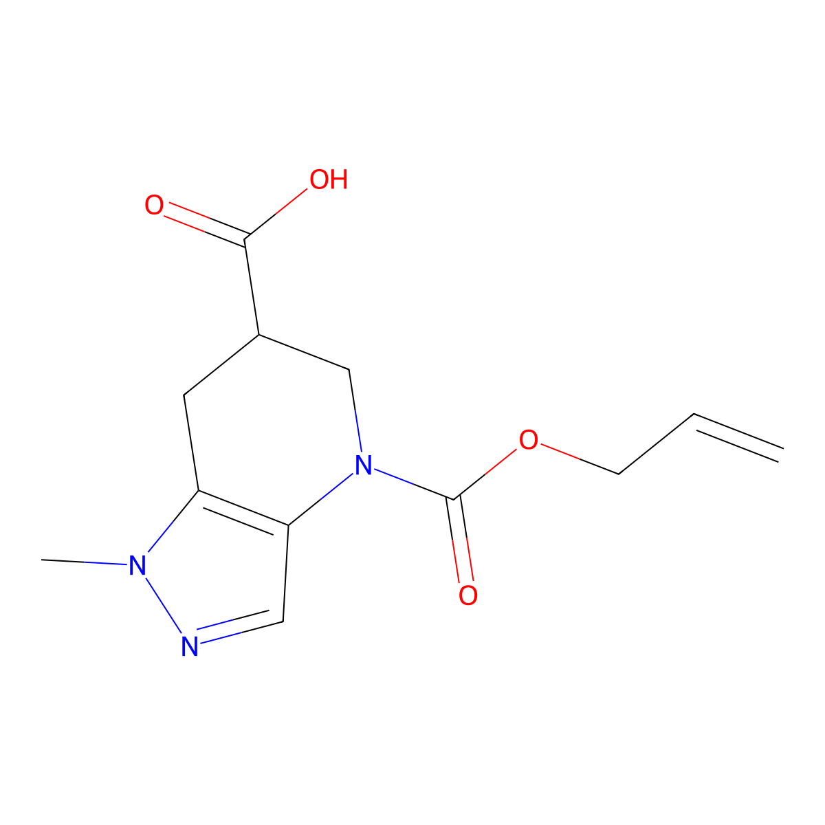 1-methyl-4-[(prop-2-en-1-yloxy)carbonyl]-1H,4H,5H,6H,7H-pyrazolo[4,3-b]pyridine-6-carboxylic acid molecular structure, CAS 2680805-40-5