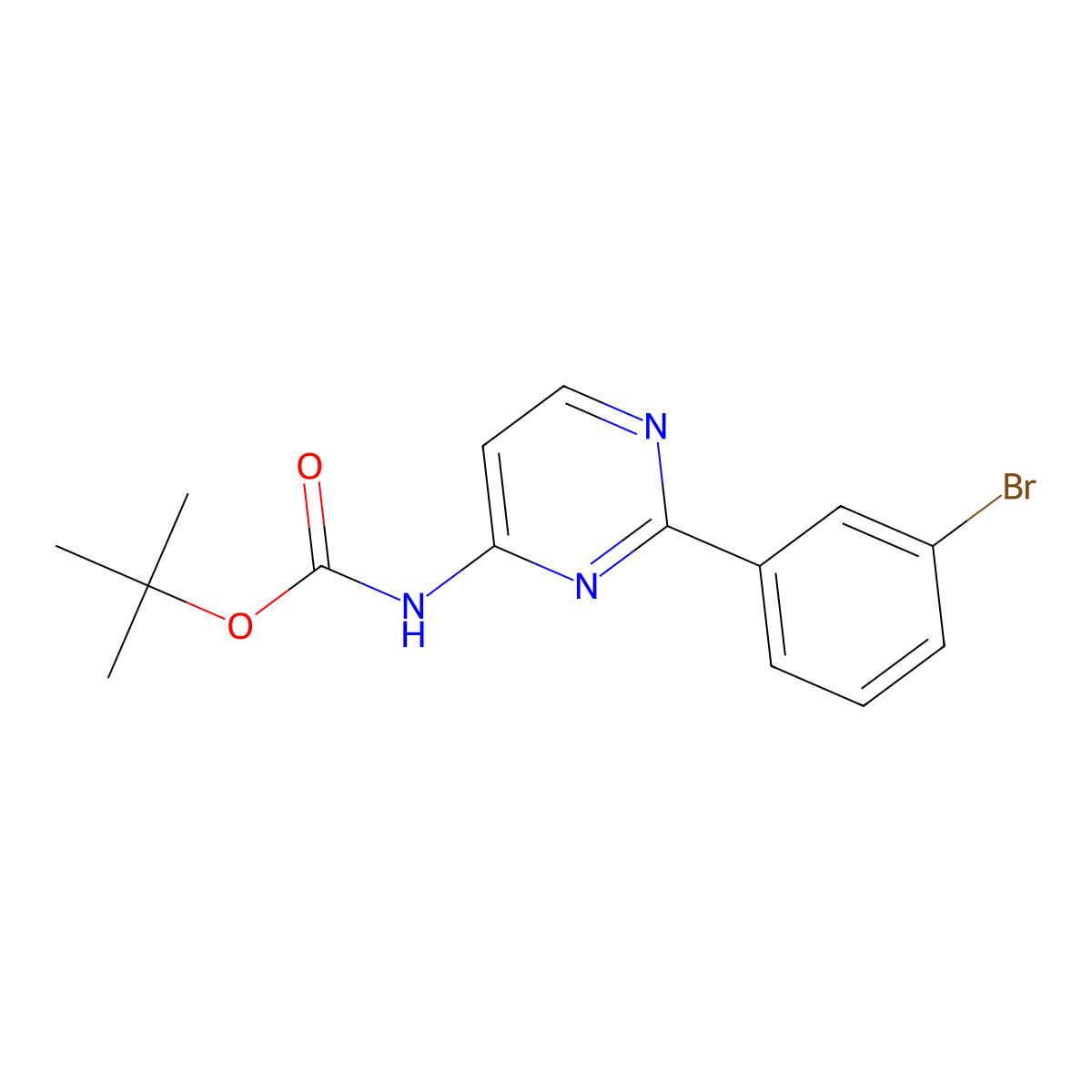 tert-butyl N-[2-(3-bromophenyl)pyrimidin-4-yl]carbamate molecular structure, CAS 2680805-46-1