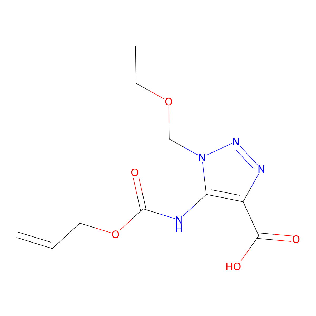 1-(ethoxymethyl)-5-{[(prop-2-en-1-yloxy)carbonyl]amino}-1H-1,2,3-triazole-4-carboxylic acid molecular structure, CAS 2680805-48-3