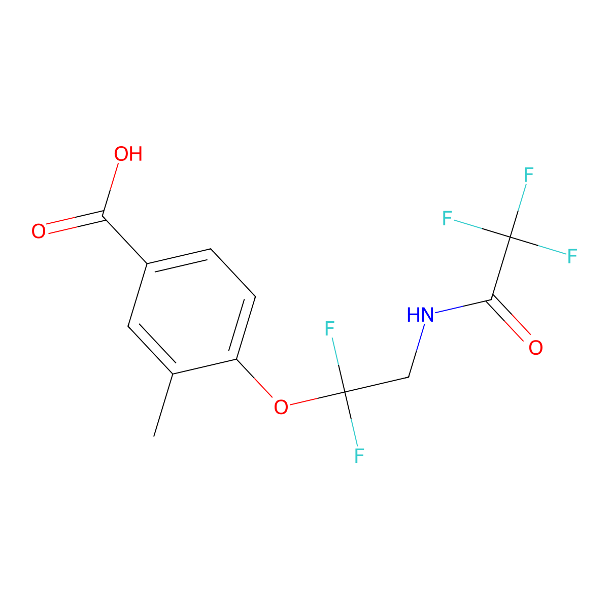 4-[1,1-Difluoro-2-(2,2,2-trifluoroacetamido)ethoxy]-3-methylbenzoic acid molecular structure, CAS 2680805-49-4