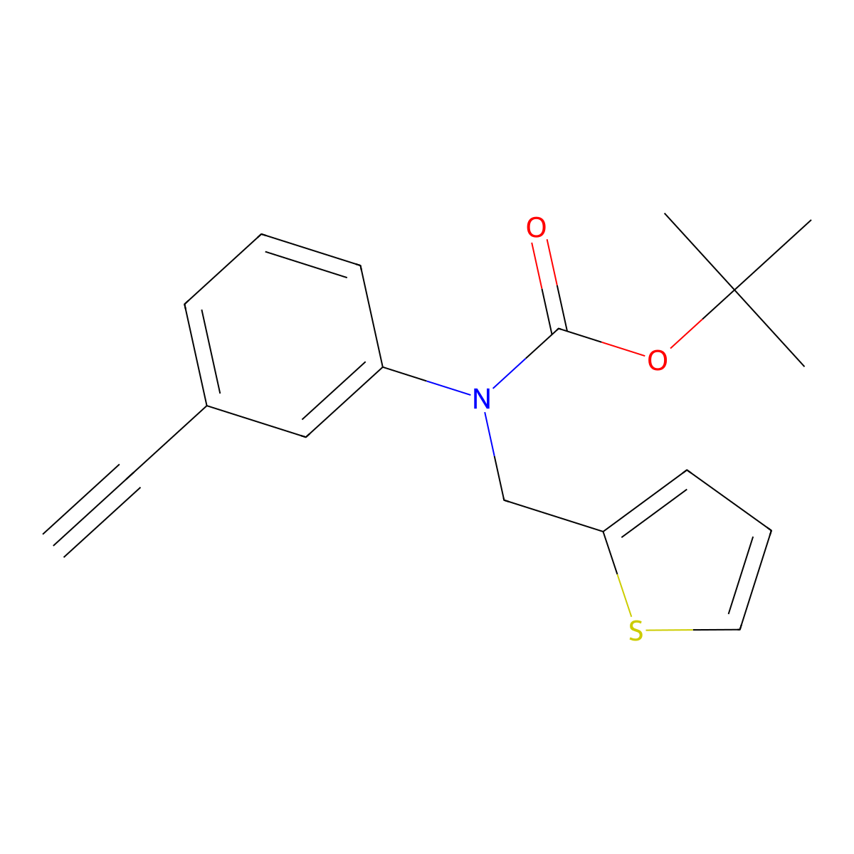 tert-butyl N-(3-ethynylphenyl)-N-[(thiophen-2-yl)methyl]carbamate molecular structure, CAS 2680805-50-7