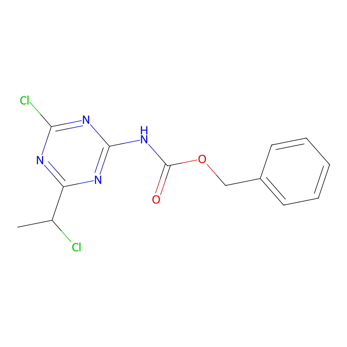 benzyl N-[4-chloro-6-(1-chloroethyl)-1,3,5-triazin-2-yl]carbamate molecular structure, CAS 2680805-51-8