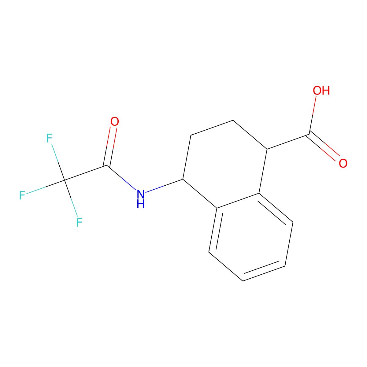 4-(2,2,2-Trifluoroacetamido)-1,2,3,4-tetrahydronaphthalene-1-carboxylic acid molecular structure, CAS 2680805-54-1
