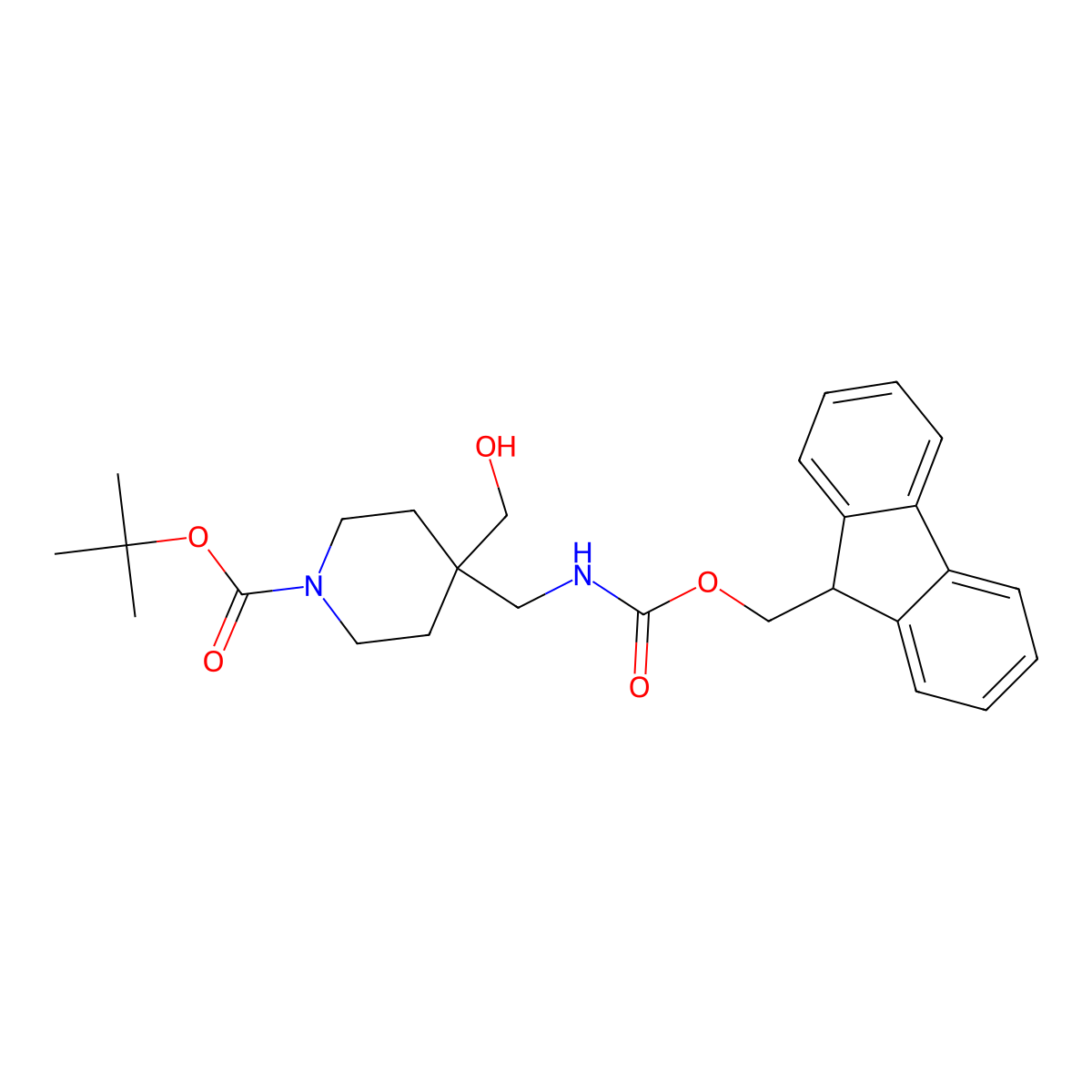 tert-butyl 4-[({[(9H-fluoren-9-yl)methoxy]carbonyl}amino)methyl]-4-(hydroxymethyl)piperidine-1-carboxylate molecular structure, CAS 2680805-55-2