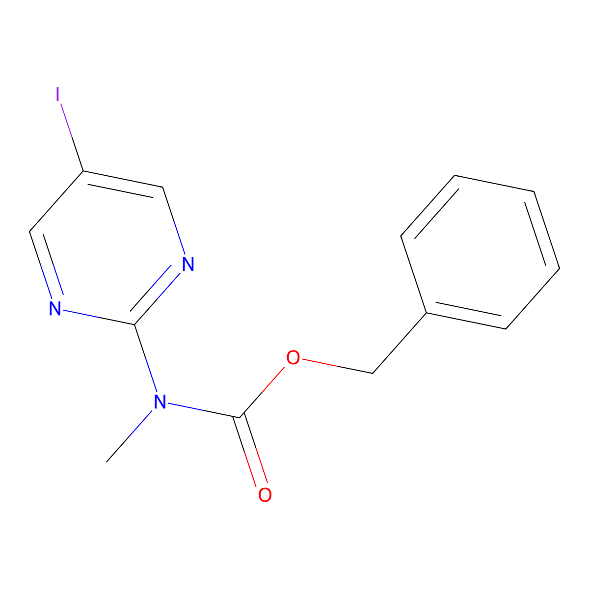 benzyl N-(5-iodopyrimidin-2-yl)-N-methylcarbamate molecular structure, CAS 2680805-65-4