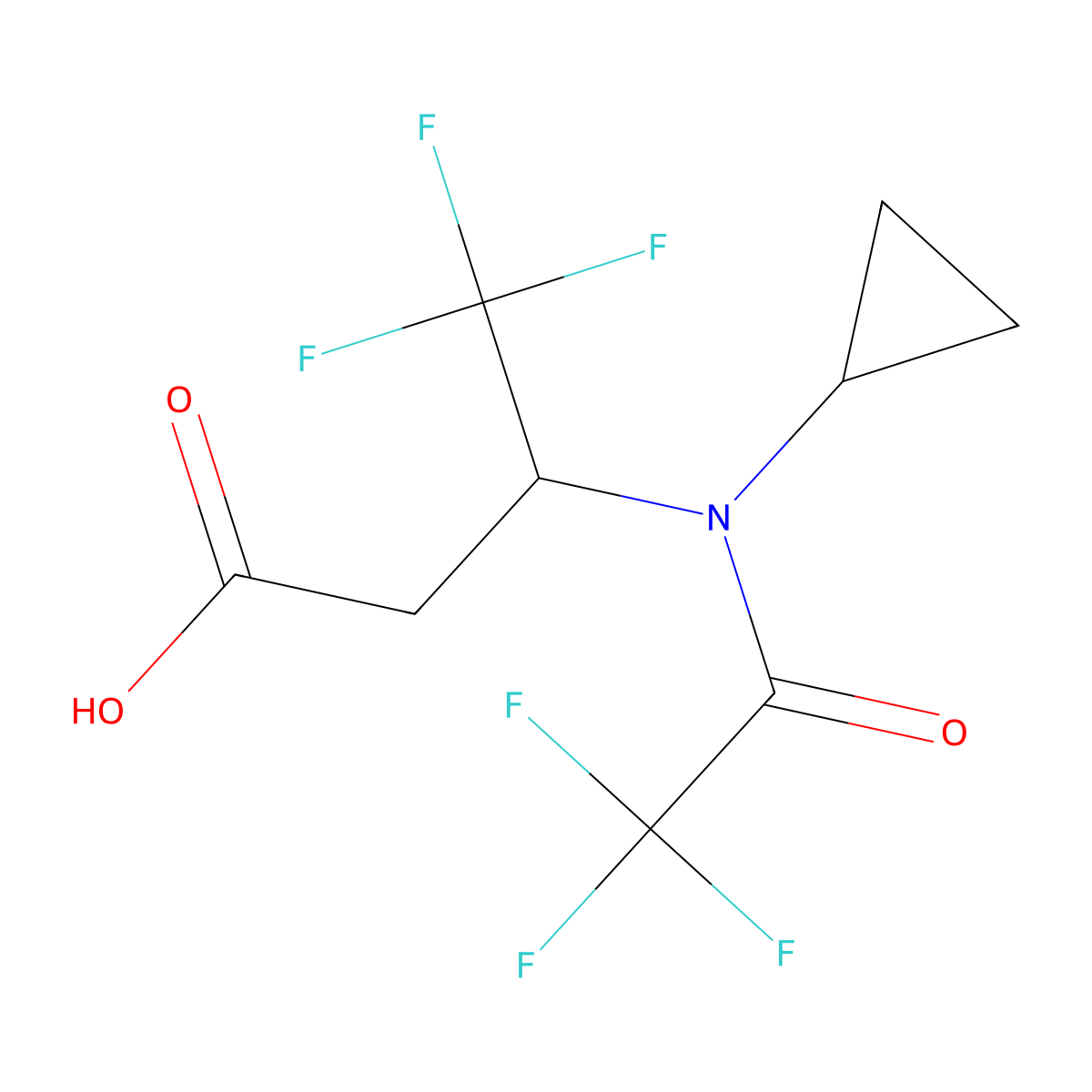 3-(N-cyclopropyl-2,2,2-trifluoroacetamido)-4,4,4-trifluorobutanoic acid molecular structure, CAS 2680805-77-8