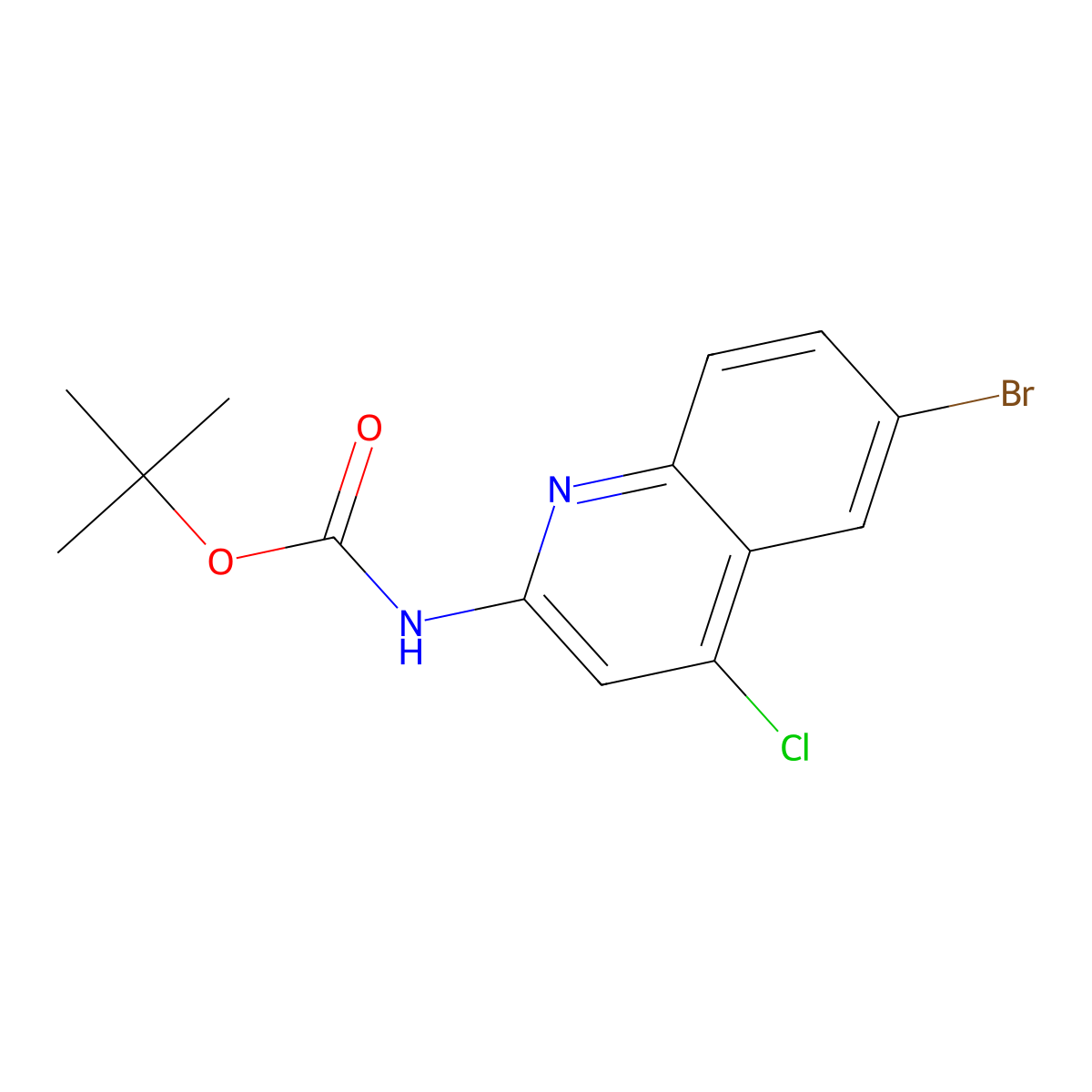 tert-butyl N-(6-bromo-4-chloroquinolin-2-yl)carbamate molecular structure, CAS 2680805-78-9