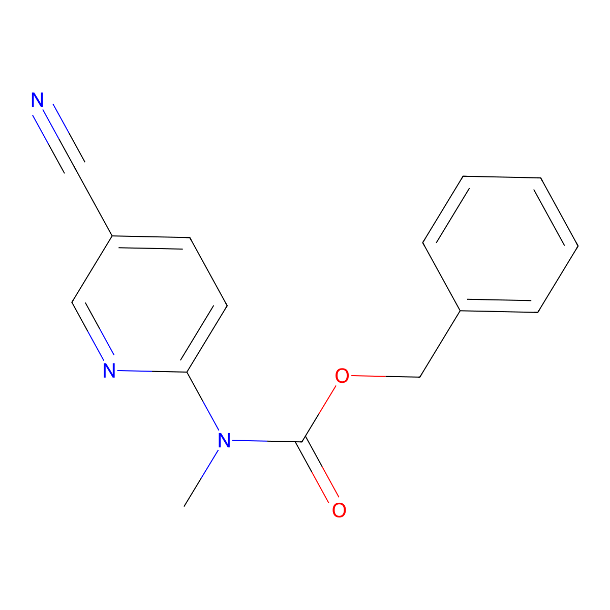 benzyl N-(5-cyanopyridin-2-yl)-N-methylcarbamate molecular structure, CAS 2680805-88-1