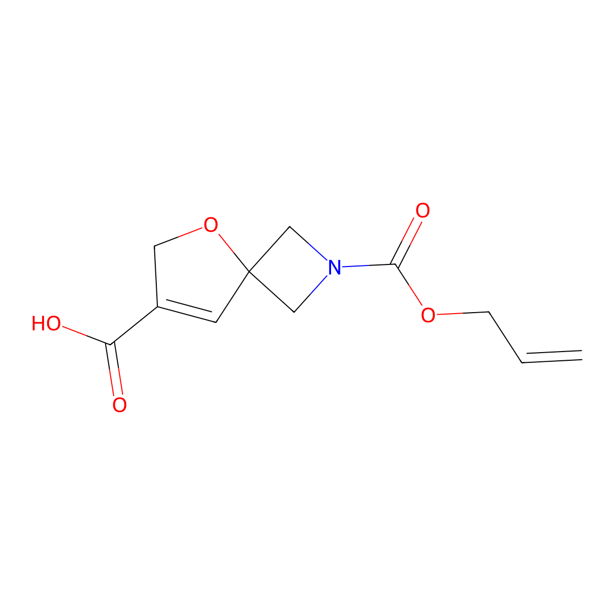 2-[(Prop-2-en-1-yloxy)carbonyl]-5-oxa-2-azaspiro[3.4]oct-7-ene-7-carboxylic acid molecular structure, CAS 2680805-89-2