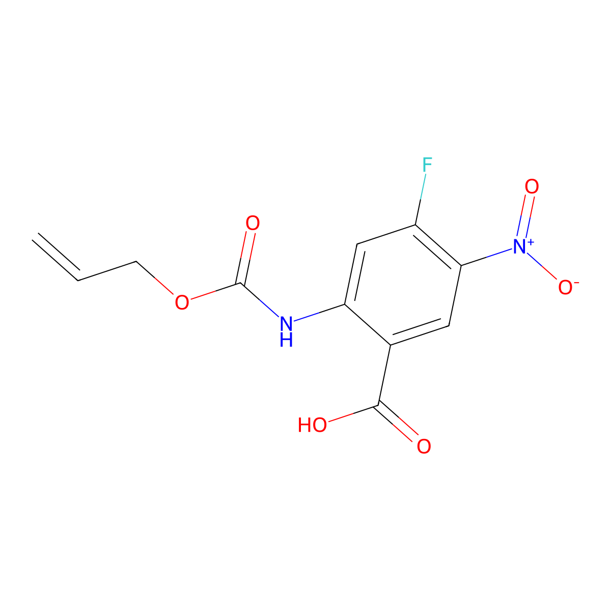 4-Fluoro-5-nitro-2-{[(prop-2-en-1-yloxy)carbonyl]amino}benzoic acid molecular structure, CAS 2680805-99-4